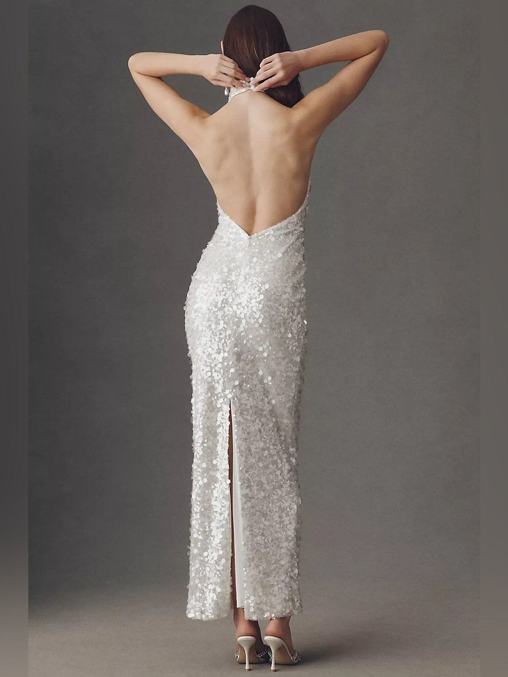 Helsi Louisa Halter Sequin Backless Maxi Dress Size XS Preloved